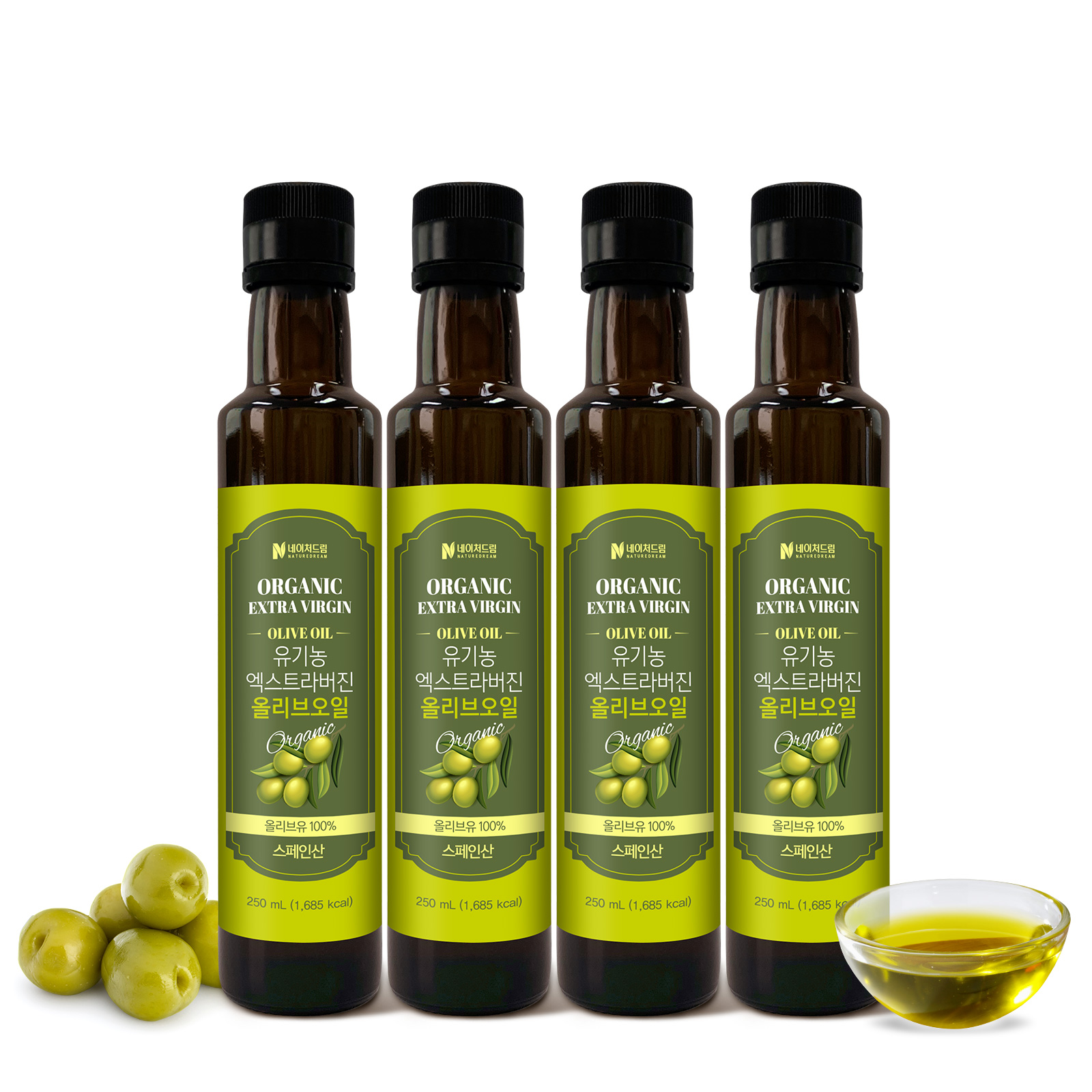 네이처드림 유기농 엑스트라버진 올리브오일 스페인산 피쿠알 품종 250ml, 4개 - 상세 이미지 2