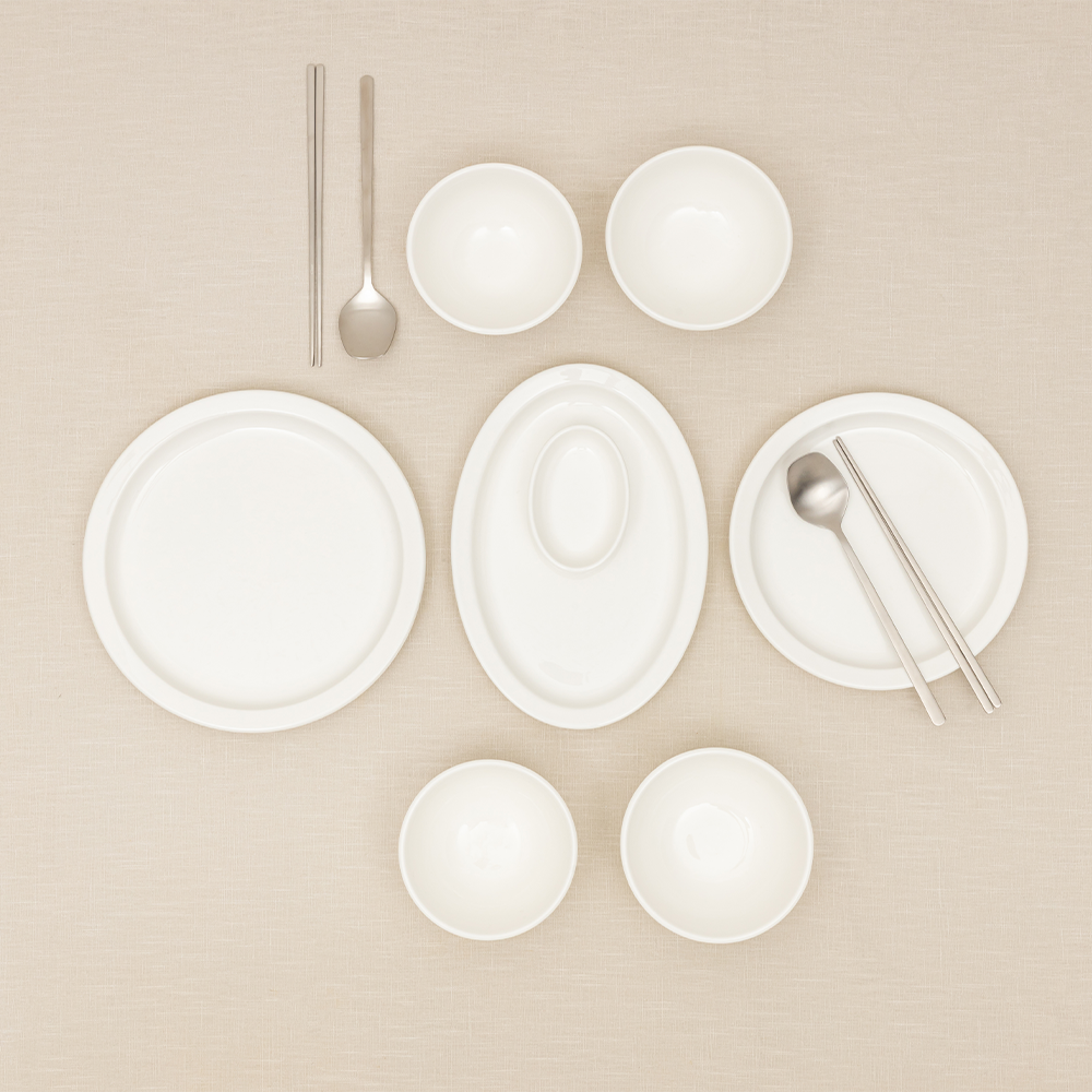 [N단독] 윤도자기 당당 2인 신혼 그릇 식기세트 공기 대접 반찬4P