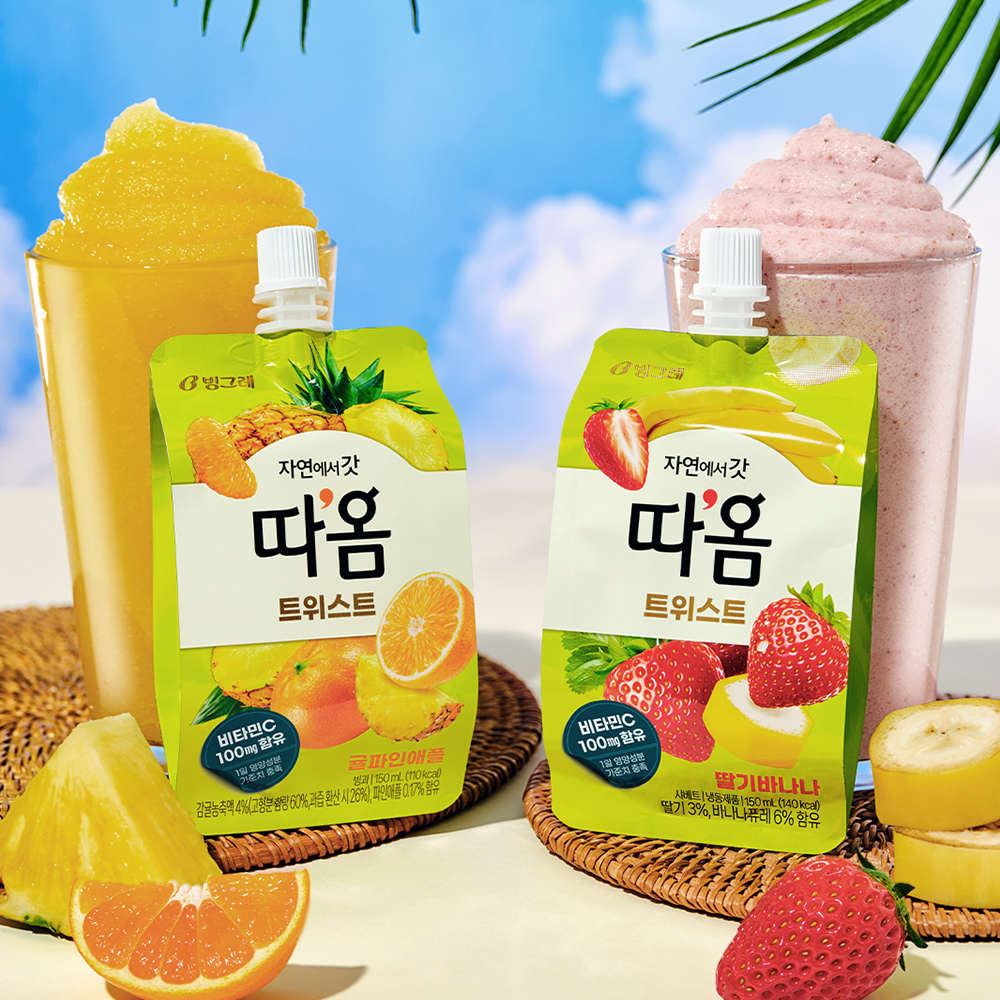 빙그레 따옴 트위스트 아이스크림 150ml 딸기바나나 6개입 + 귤파인애플 6개입