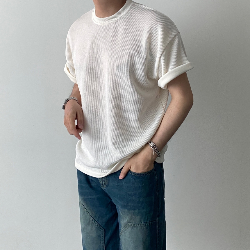 1+1 기능성반팔티 무지티 스판 머슬핏반팔 커플티 - 상세 이미지 4