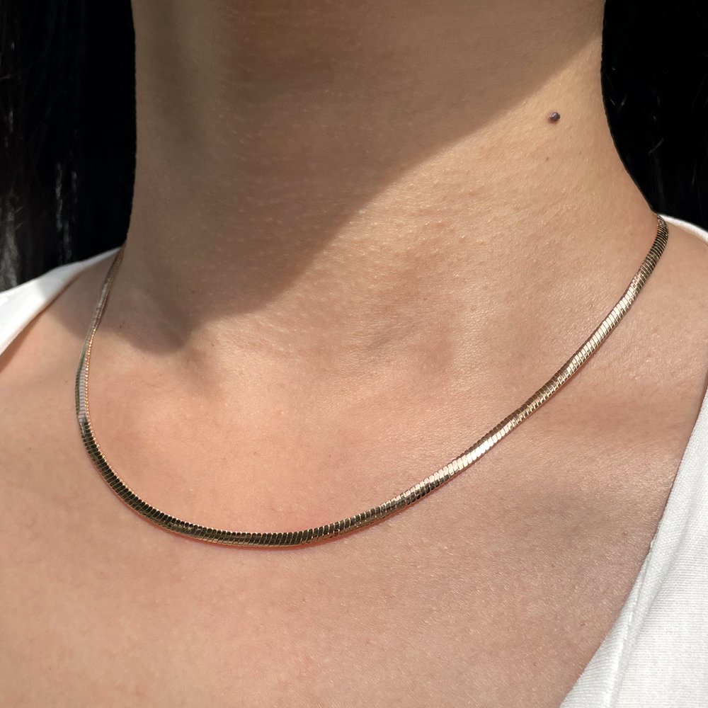 14K 18K 2.5mm 실크 스네이크 뱀줄 체인 목걸이 초커 레이어드 여자 선물 - 상세 이미지 4