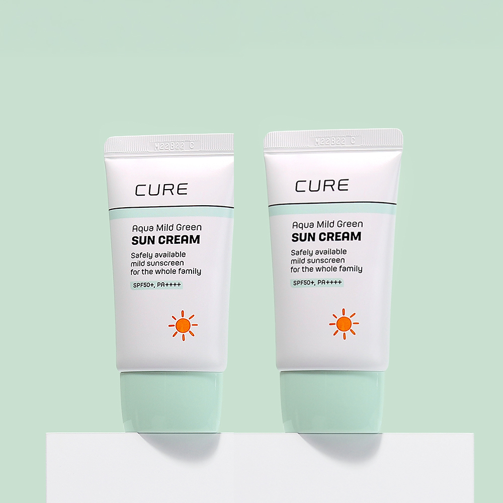 [김정문알로에] 아쿠아 마일드 그린 선크림 (SPF50+,PA++++) 40ml, 2개