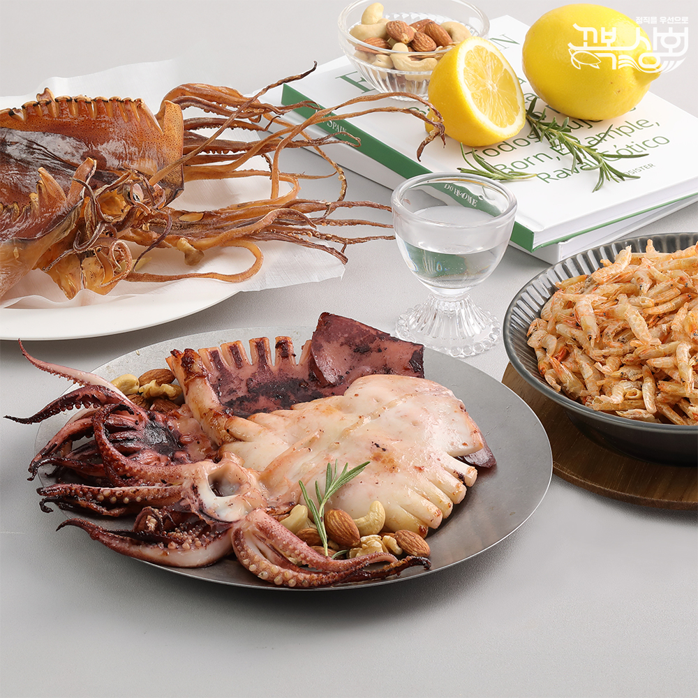 왕특특대 반건조 쫄쫄이 오징어 5마리 건보리새우 말린새우 200g 건어물 [꼬복상회]