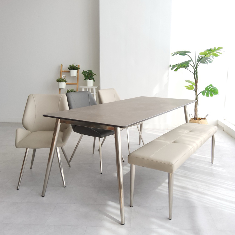 식탁연구소 클래시 6인용 세라믹식탁 세트 이태리 포세린 의자3 벤치