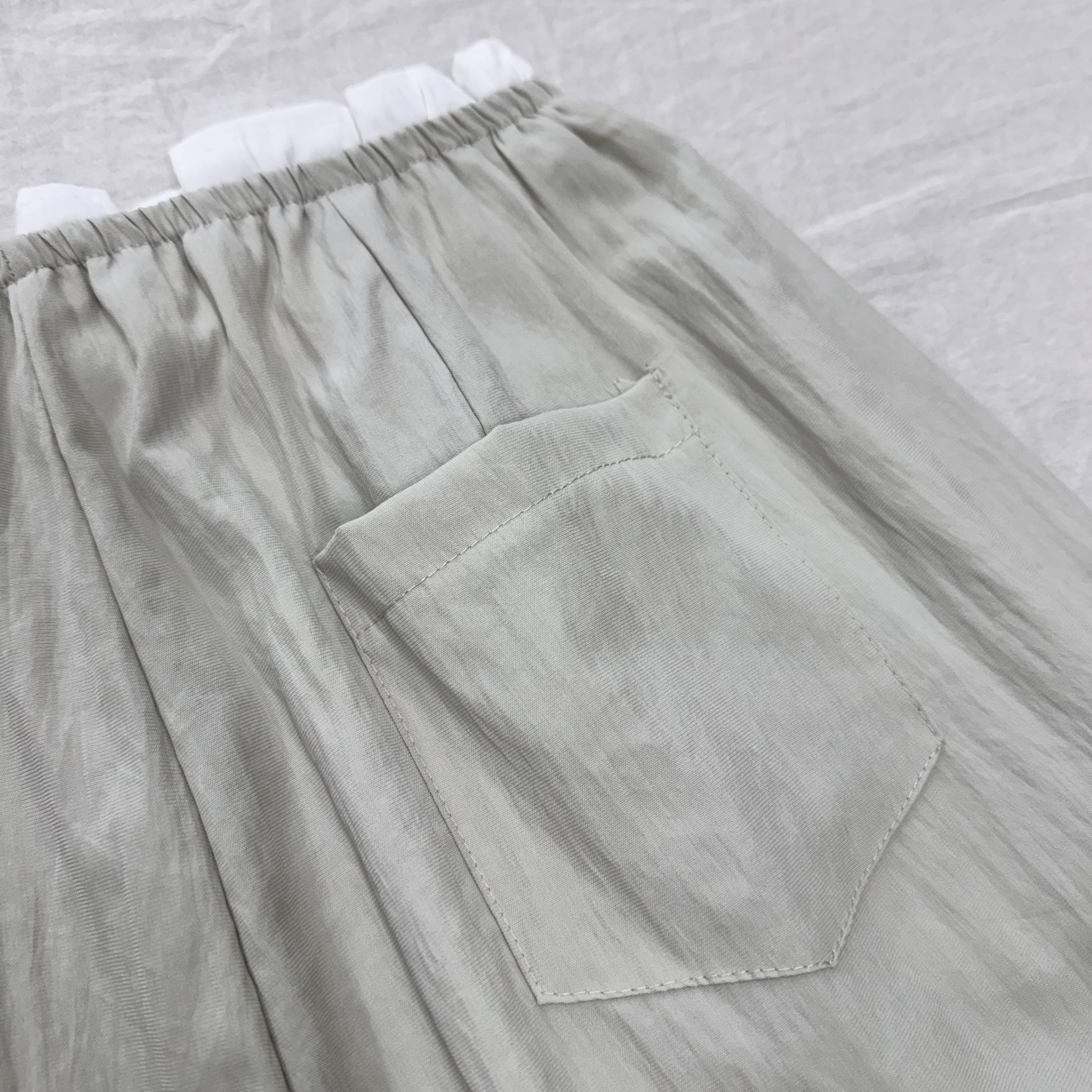 여성 여름 바스락 고무줄 바지 와이드 팬츠 - 상세 이미지 5