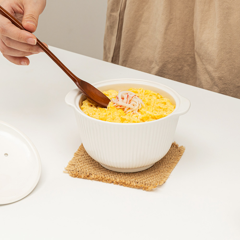 윤도자기 순백 화이트 국산 계란찜기 세트 계란찜용기 전자레인지 라면용기 - 상세 이미지 5