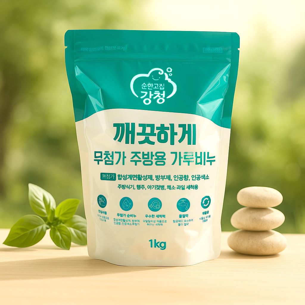 강청 무첨가(계면활성제) 깨끗하게 주방용가루비누1kg 1종세제 순비누