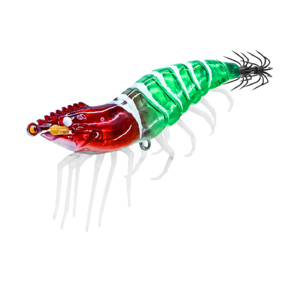 치카라 리얼 에기 새우 실리콘 다리 심해 갑오징어 리얼쉬림프 레드헤드그린, 8cm - 상품 이미지