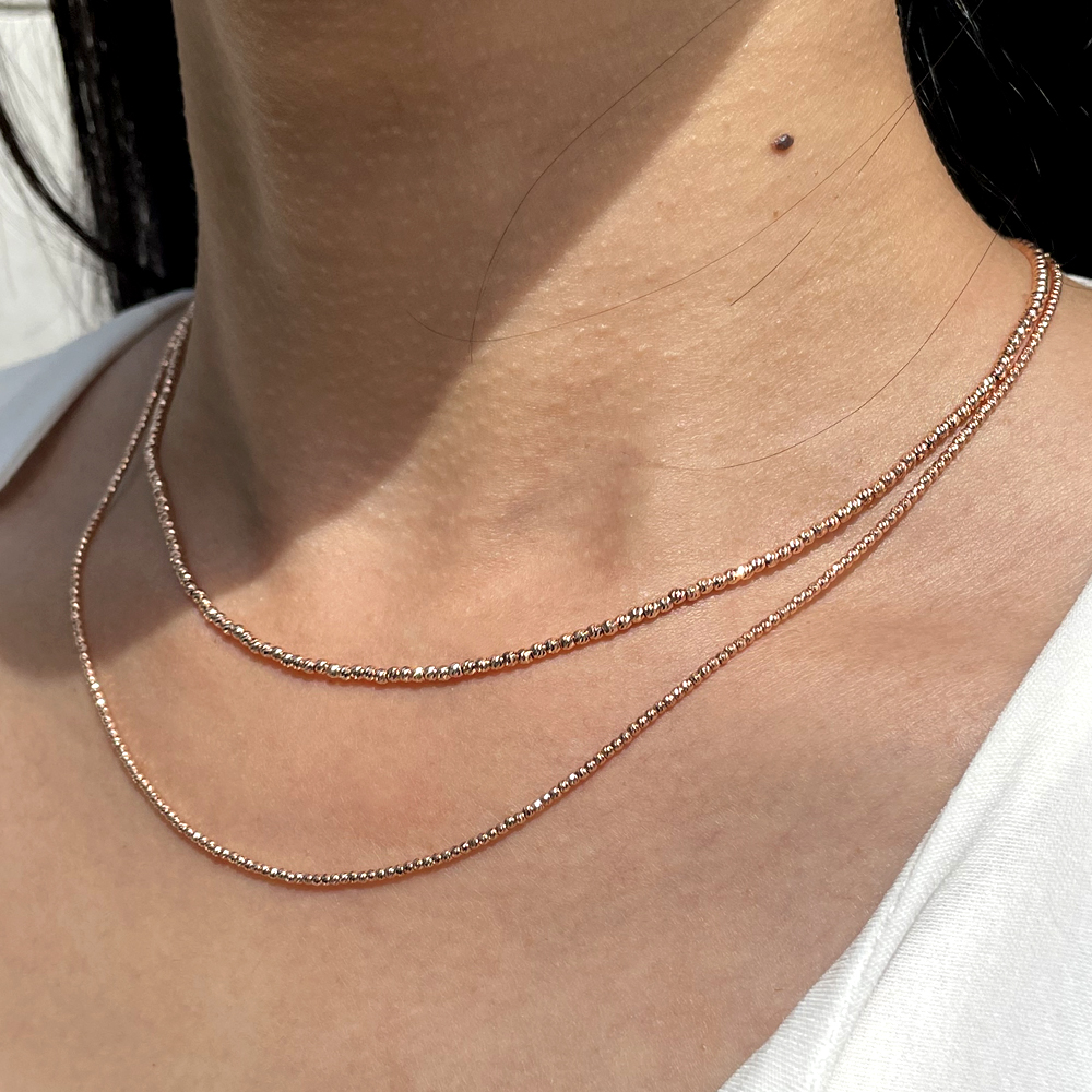 14K 18K 글리터 컷팅 볼 2mm 체인 목걸이 레이어드 초커 여자 선물 - 상세 이미지 4