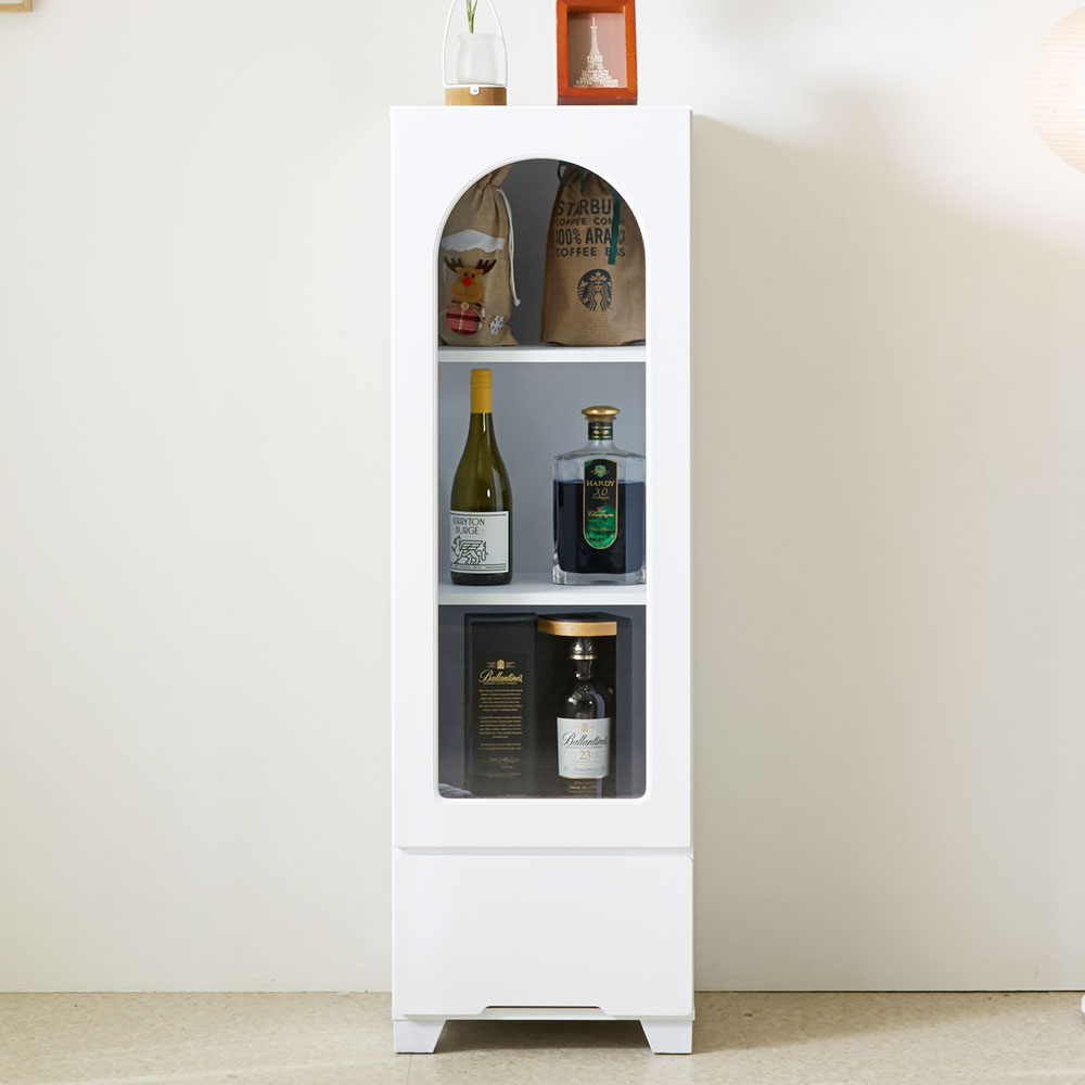 티아 4단 유리 장식장 400 화이트