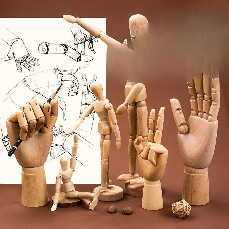 우드 손마네킹 관절 골프 장갑 악세서리 장식 진열대 제트 7인치(18cm)아이의왼손 - 상품 이미지