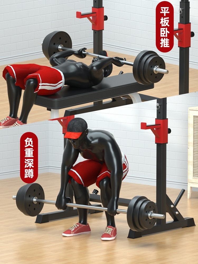 바벨 거치대 벤치 프레스 웨이트 레그컬 역도 홈 가정용 제트 스플릿 스쿼트 랙 + 50KG 바벨 - 상세 이미지 5