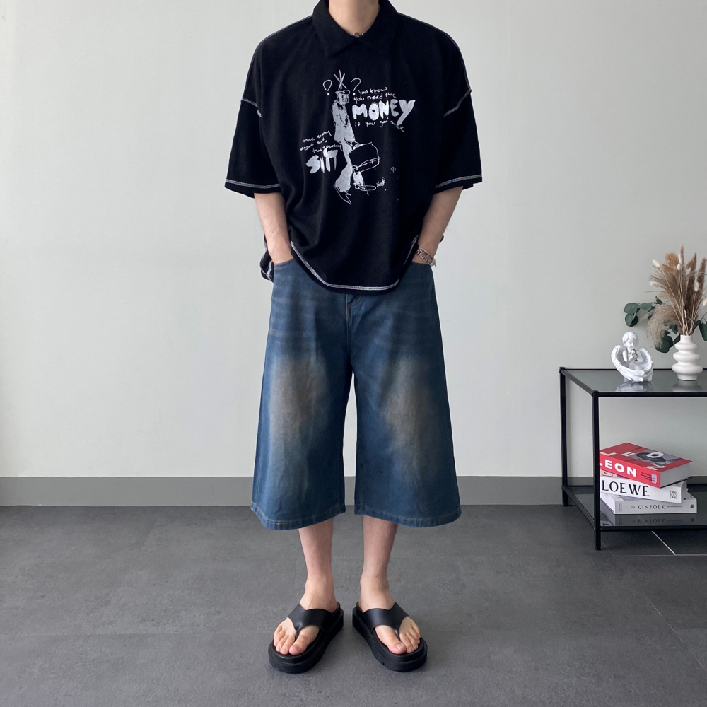 남자반팔카라티 오버핏반팔 남자7부티셔츠 - 상세 이미지 3