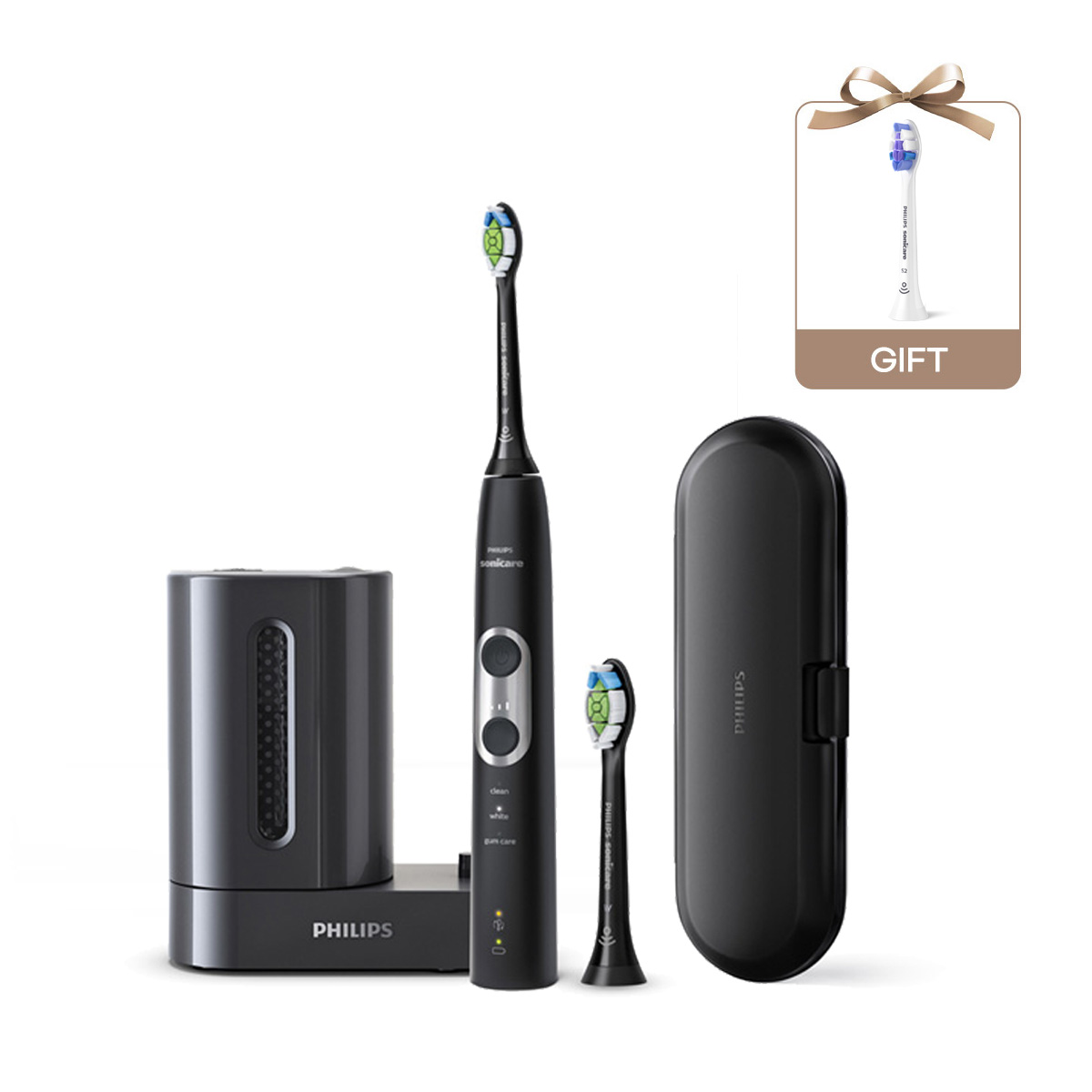 필립스 소닉케어 전동칫솔 프로텍티브 클린 6100 메탈 UV에디션 블랙