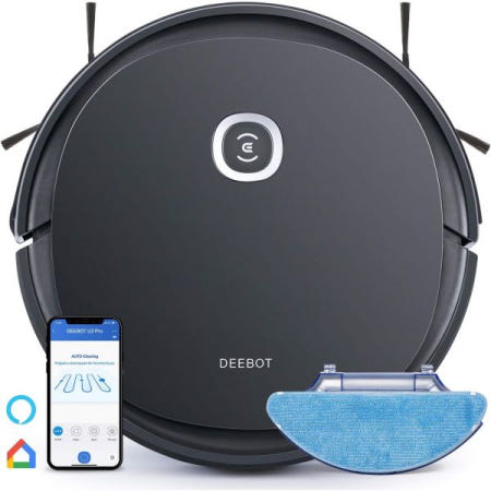 ECOVACS [해외]에코백스 디봇 오즈모 U2 프로 로봇 청소기 2인치 1개 진공청소기, 엑스트라 펫 케어 키트 800ml 대형 더스트빈 & 엉킴 프리 브러시, 반려동물 털에 이상적임, 노고
