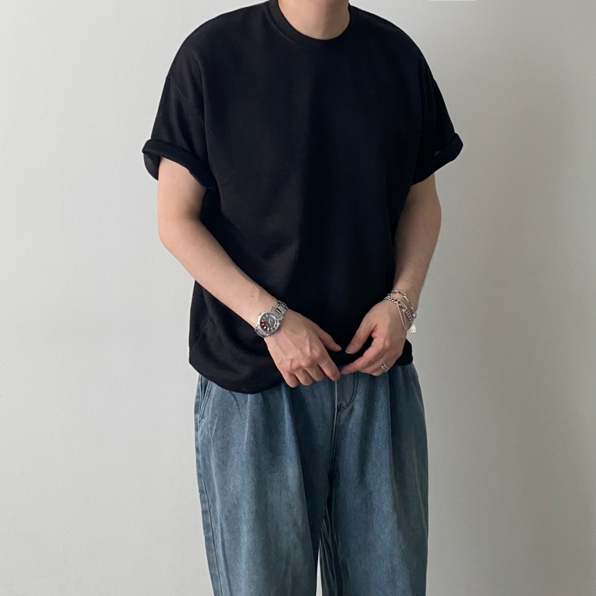 1+1 기능성반팔티 무지티 스판 머슬핏반팔 커플티 - 상세 이미지 5