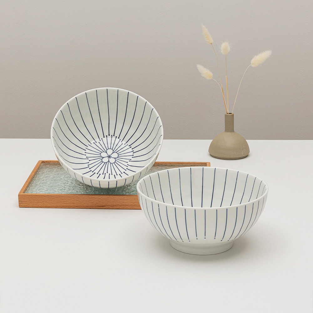 모루 일본풍 도자기 라면기 4P 세트 냉면그릇