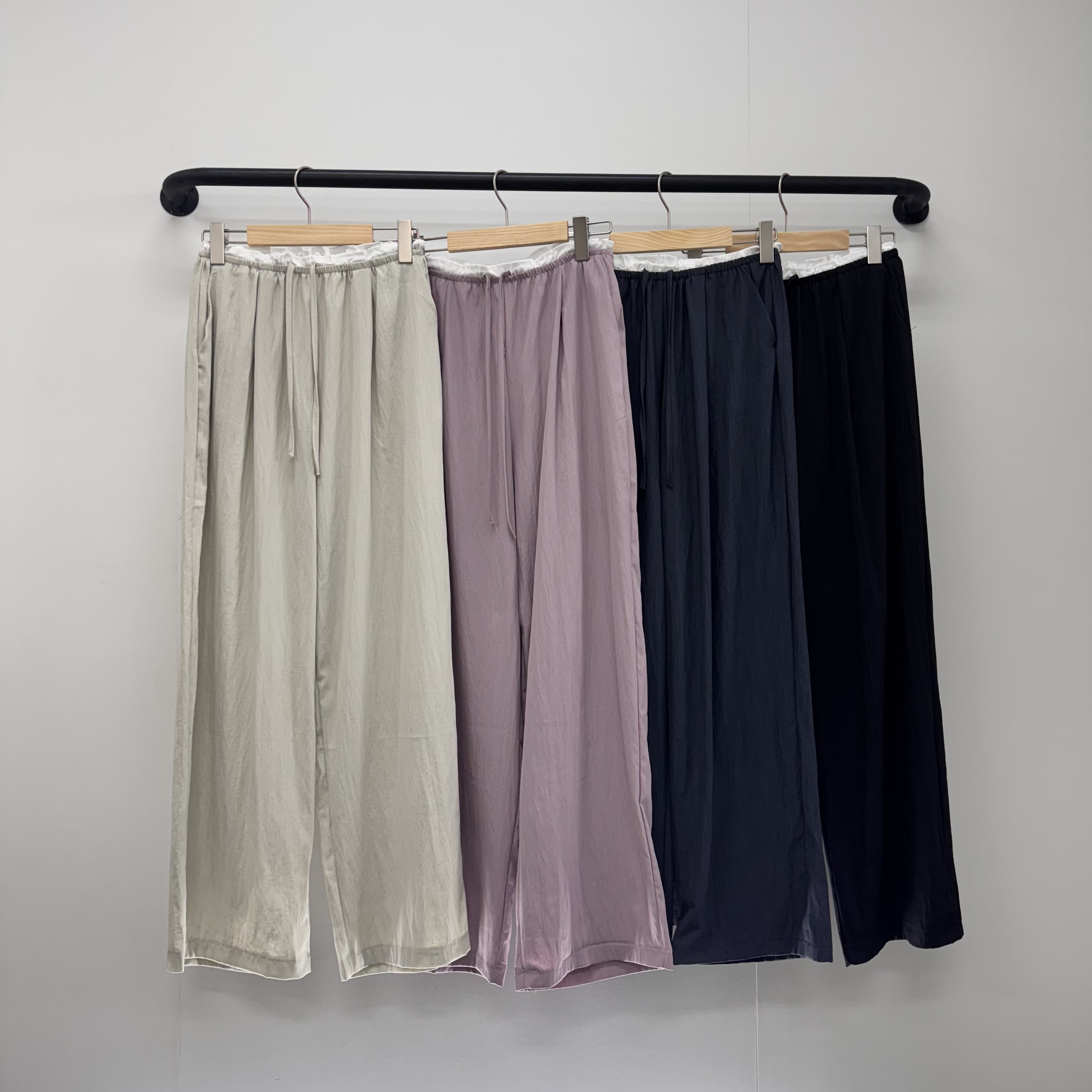 여성 여름 바스락 고무줄 바지 와이드 팬츠 - 상세 이미지 2