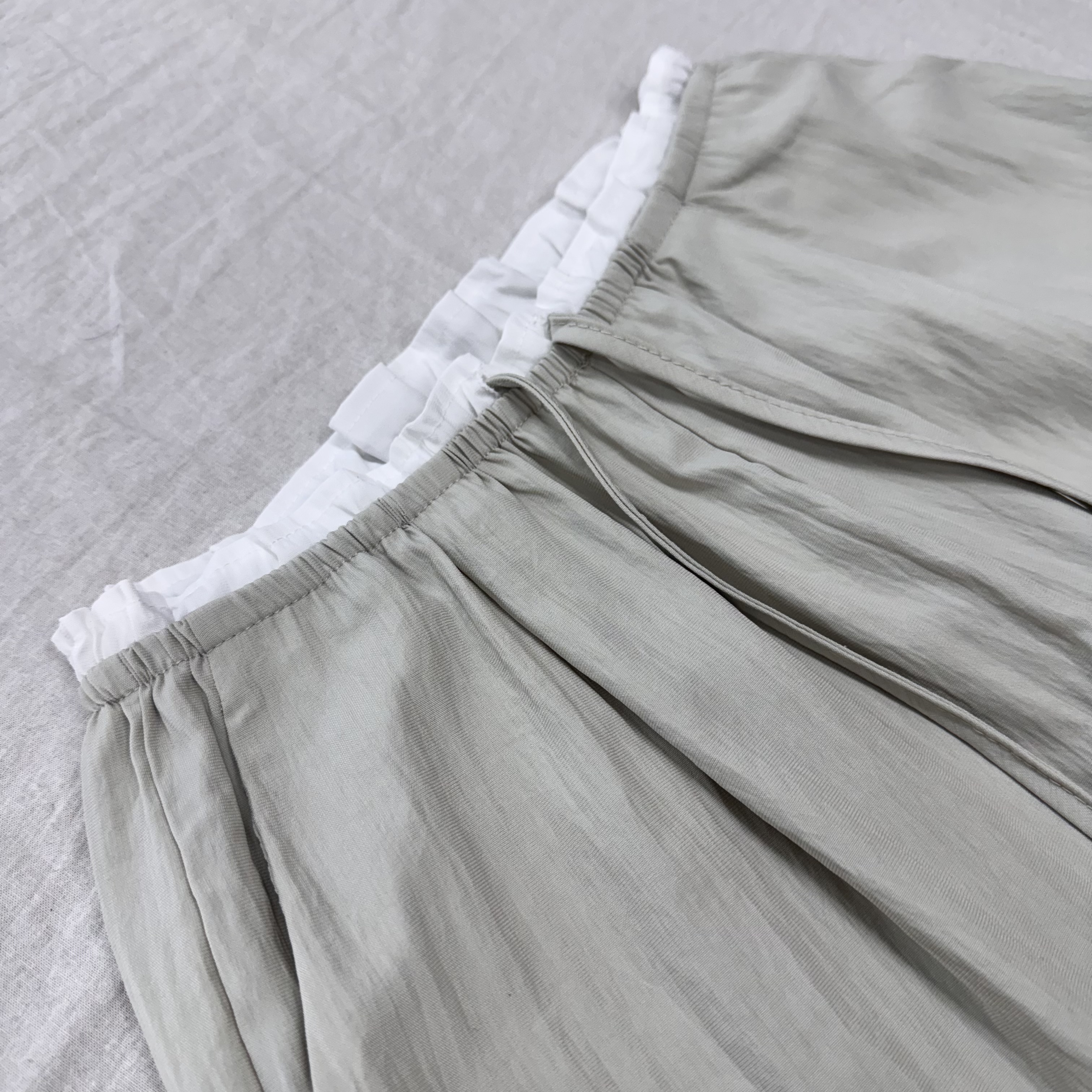 여성 여름 바스락 고무줄 바지 와이드 팬츠 - 상세 이미지 3