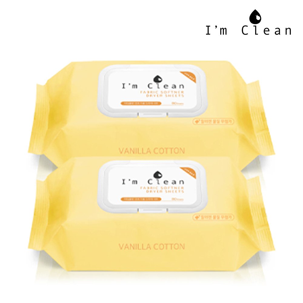 아임클린 건조기 시트 건조 섬유유연제 바닐라코튼 80매 2개