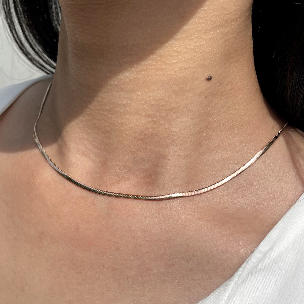 14K 18K 2mm 실크 스네이크 뱀줄 체인 목걸이 초커 레이어드 여자 선물 - 상세 이미지 3