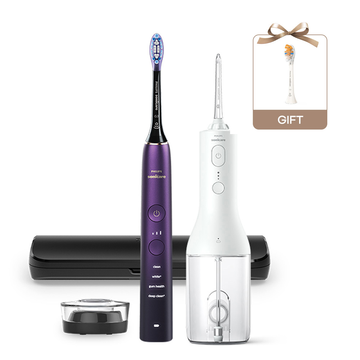 필립스 소닉케어 전동칫솔 구강세정기세트 다이아몬드클린9000 스페셜에디션 퍼플블랙