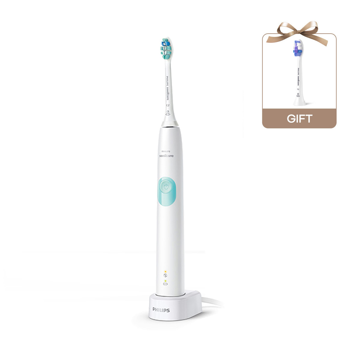 필립스 소닉케어 전동칫솔 프로텍티브 클린 4300 화이트민트 HX6807/06 + 미세 칫솔모 1P