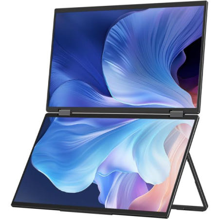 MINISFORUM [해외]미니스포룸 MDS-A156 15.6인치 모니터, 노트북 화면 익스텐더 듀얼 스택 디스플레이, 170° 리뷰 각도 및 315° 회전 휴대용 화면, 1080P 16:9 IPS,