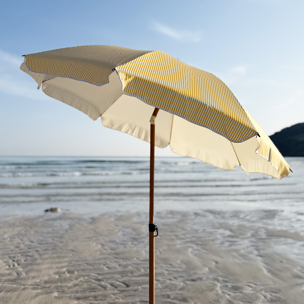 [옐로우 스트라이프 파라솔] 피크닉 캠핑용 햇빛차단 각도 높이 조절