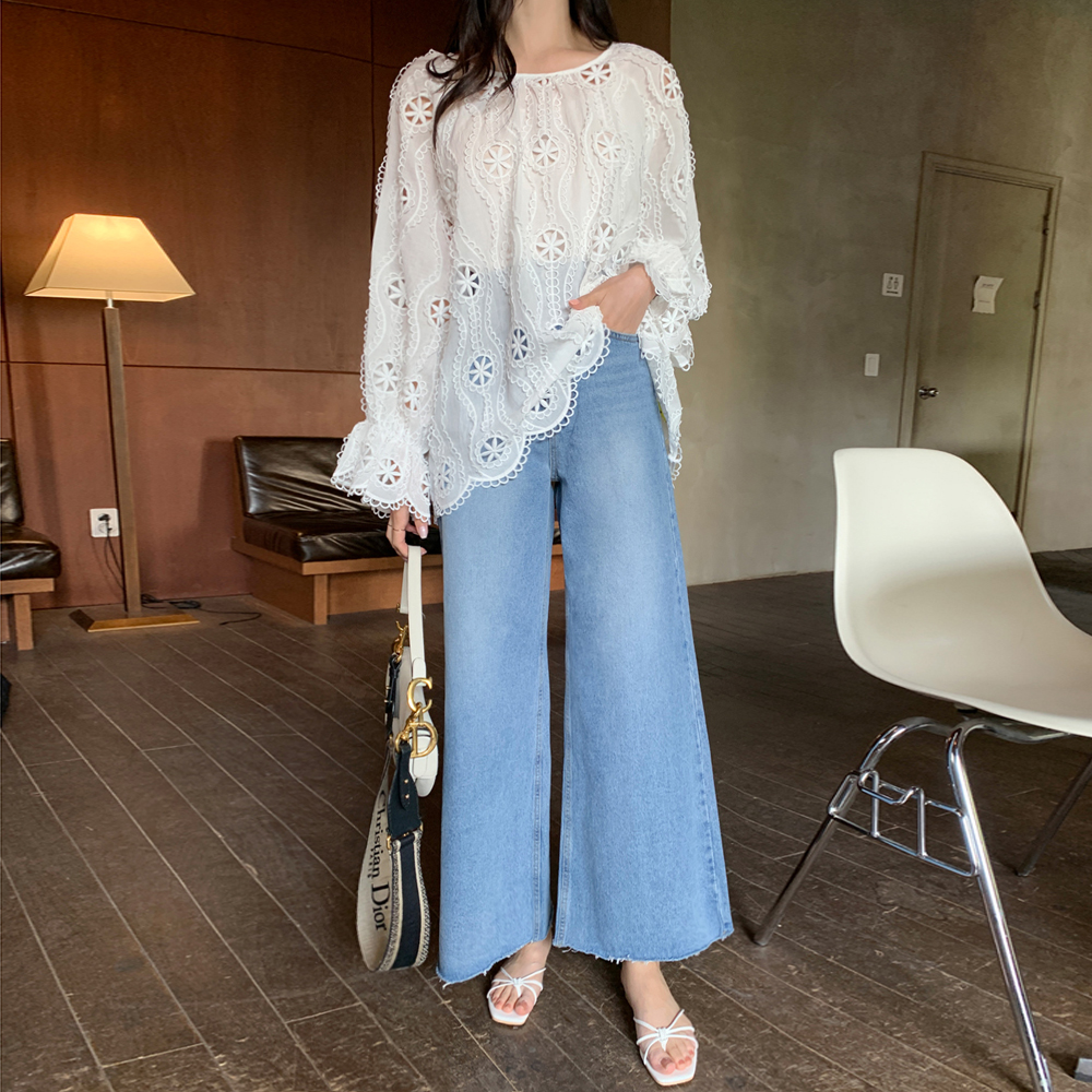 토레차 투버튼 컷팅 부츠컷 데님 팬츠 - 상세 이미지 2