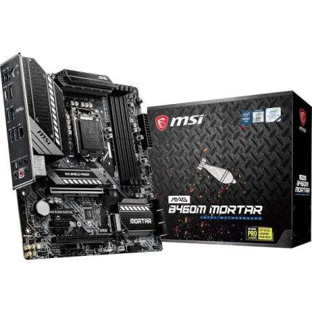 [해외]MSI MAG B460M 박격포 게이밍 마더보드(mATX, 10세대 인텔 코어, LGA 1200 소켓, DDR4, CFX, 듀얼 M.2 슬롯, USB 3.2 1세대, 2.5
