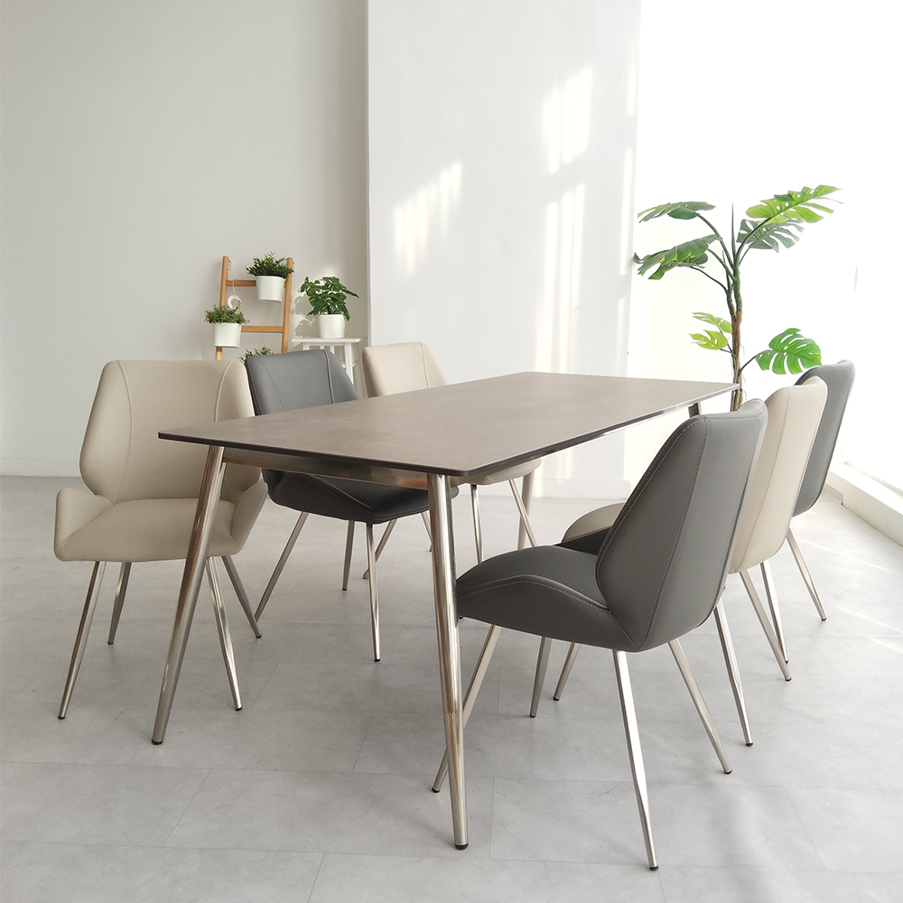 식탁연구소 클래시 6인용 세라믹식탁 세트 이태리 포세린 의자3 벤치