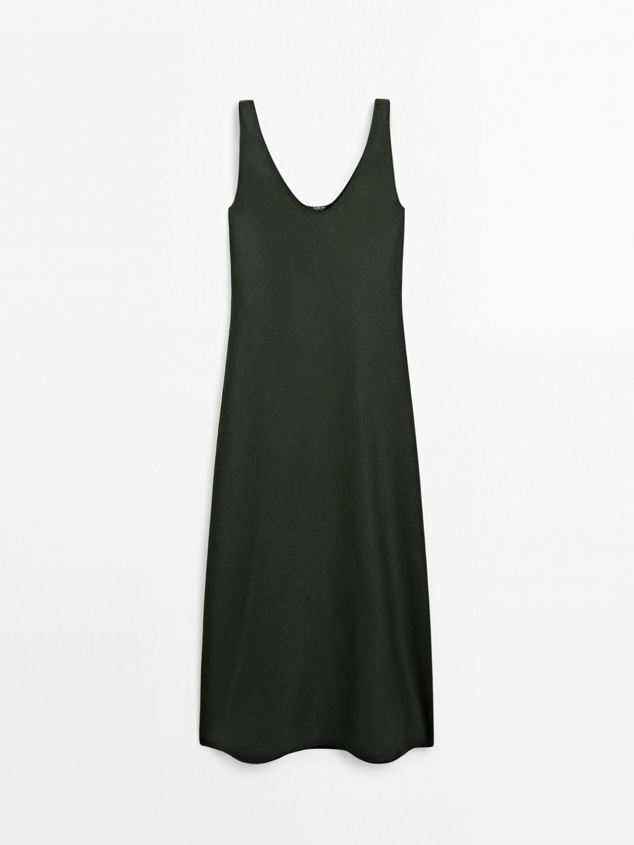 마시모두띠 린넨 미디 원피스 6673/595 DARK GREEN