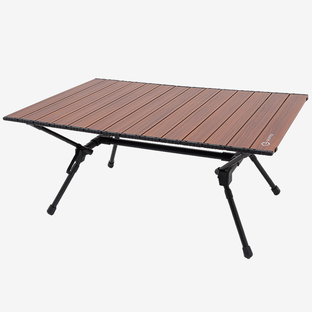 지오프리 캠핑 롤 테이블 높이조절 좌식 97x60, 우드패턴