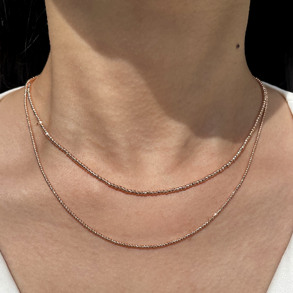 14K 18K 글리터 컷팅 볼 2mm 체인 목걸이 레이어드 초커 여자 선물 - 상세 이미지 3