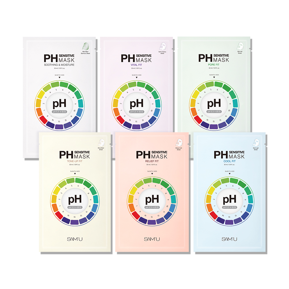 쌔뮤 PH 센서티브 마스크 30ml 15장 6종 (아쿠아,바이탈,포어,톤업,릴리프,쿨) - 메인 이미지