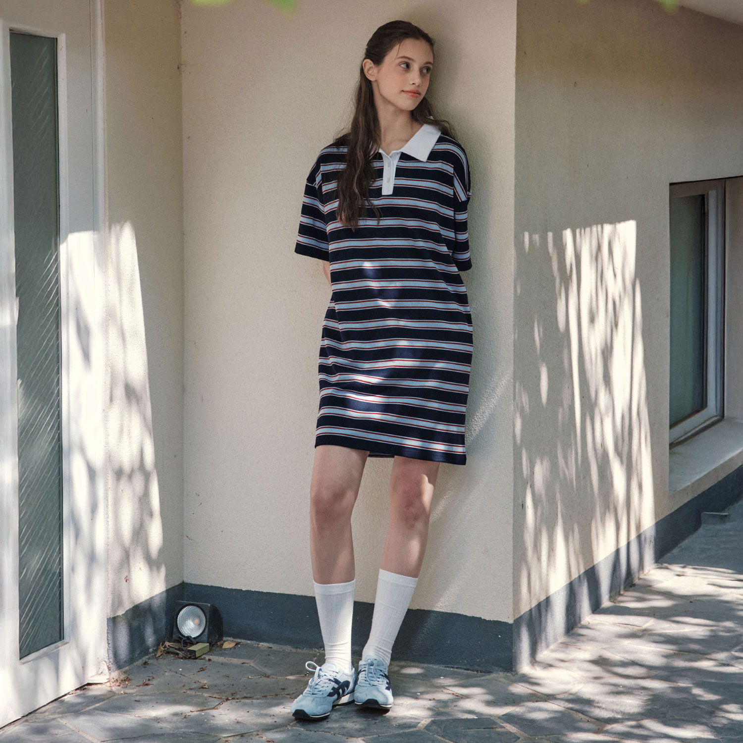 [N배송][제로스트릿] 스트라이프 카라 원피스 COLLAR STRIPE ONE-PIECE / NAVY 이미지 3