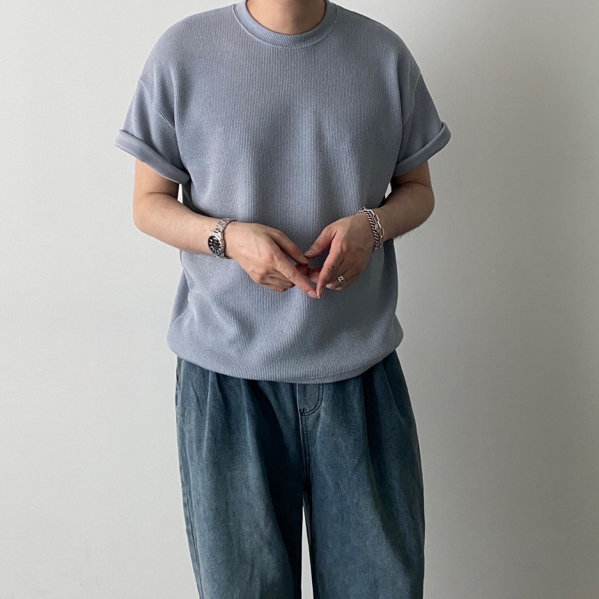1+1 기능성반팔티 무지티 스판 머슬핏반팔 커플티 - 상세 이미지 2