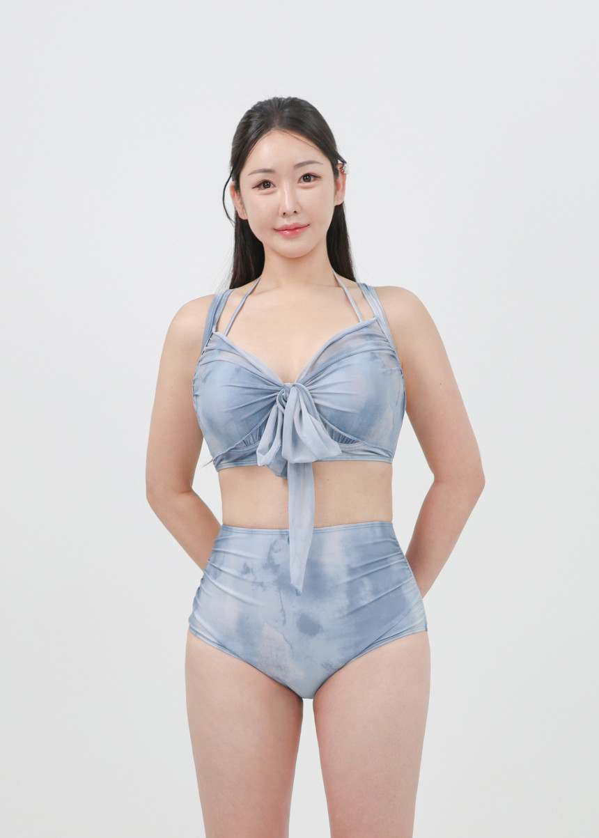 [XL-4XL/빅사이즈] 만다린 비키니 래쉬가드 체형커버 긴팔 셔링 수영복 + 커버업 4피스 세트 상세 이미지 22
