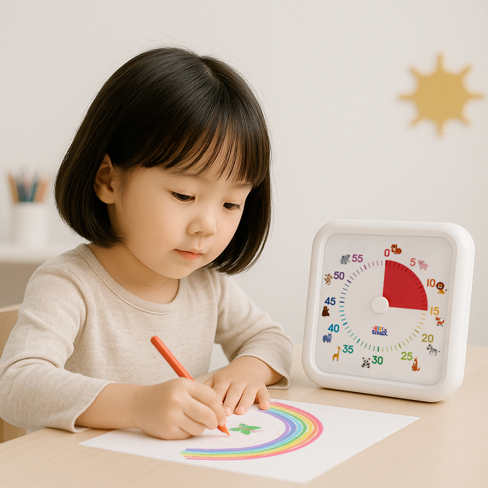 베베스쿨 무소음 동물 타이머 유아 어린이 뽀모도로타이머 구글타이머 타임워치 제품 이미지