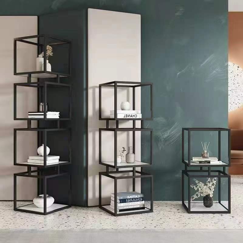 인테리어 장식장 북타워 큐브 틈새 책선반 책꽂이 철제 매트블랙 4단 30x30x160 - 상세 이미지 3