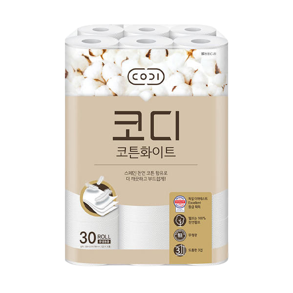 코디 코튼화이트 30m, 30롤, : 라운엘