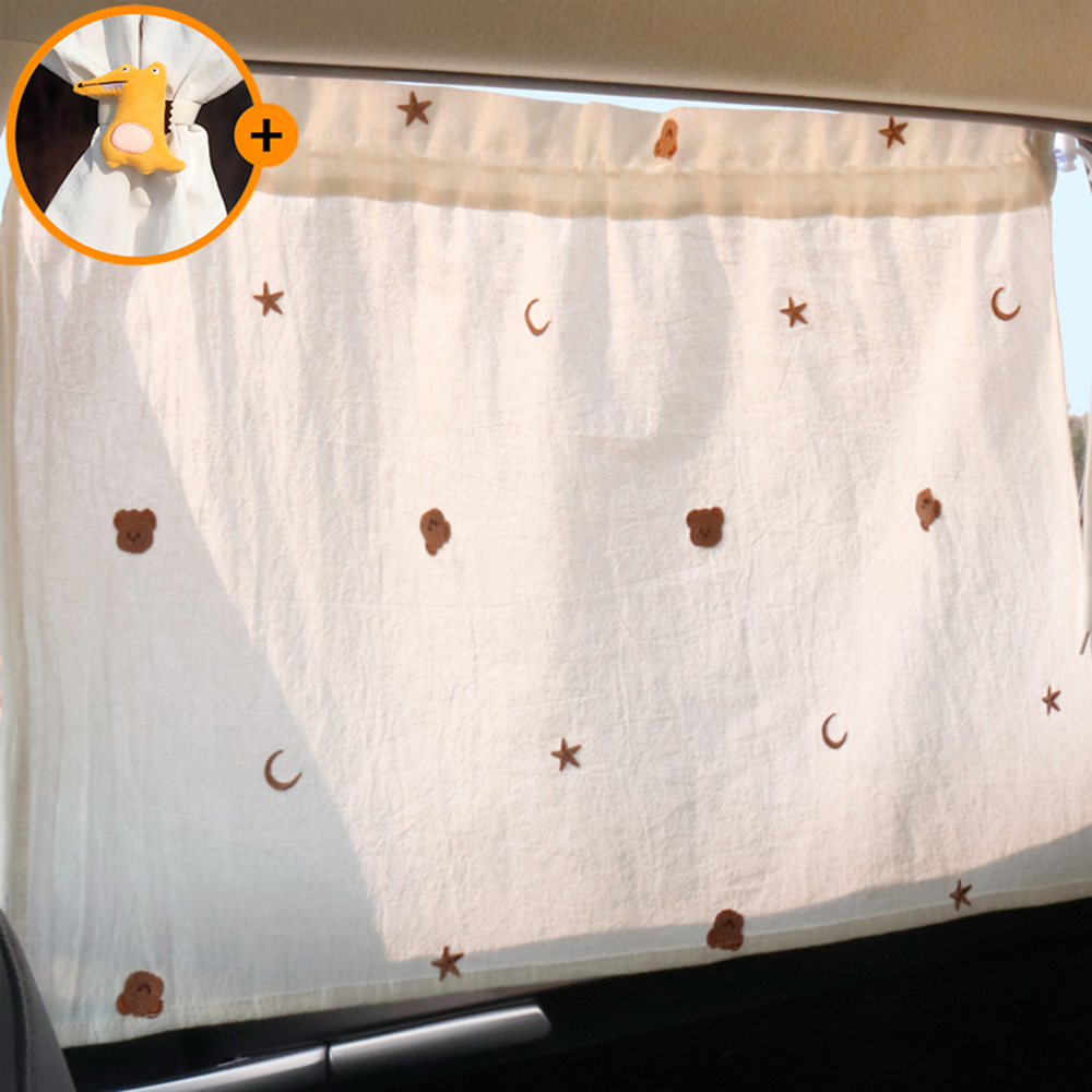 세이보링 차량 햇빛 가리개 차량용 자동차 차 햇빛가리개 커튼 곰돌이