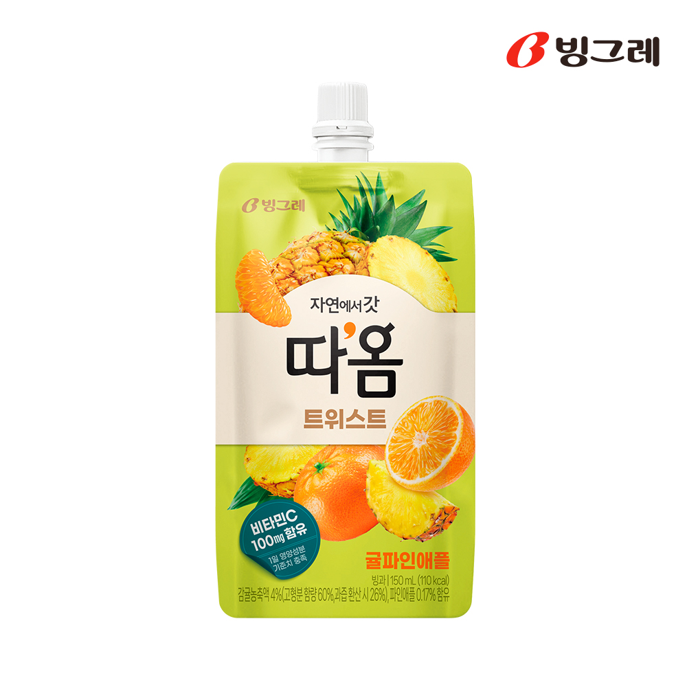 빙그레 따옴 트위스트 아이스크림 150ml 딸기바나나 6개입 + 귤파인애플 6개입 이미지 3