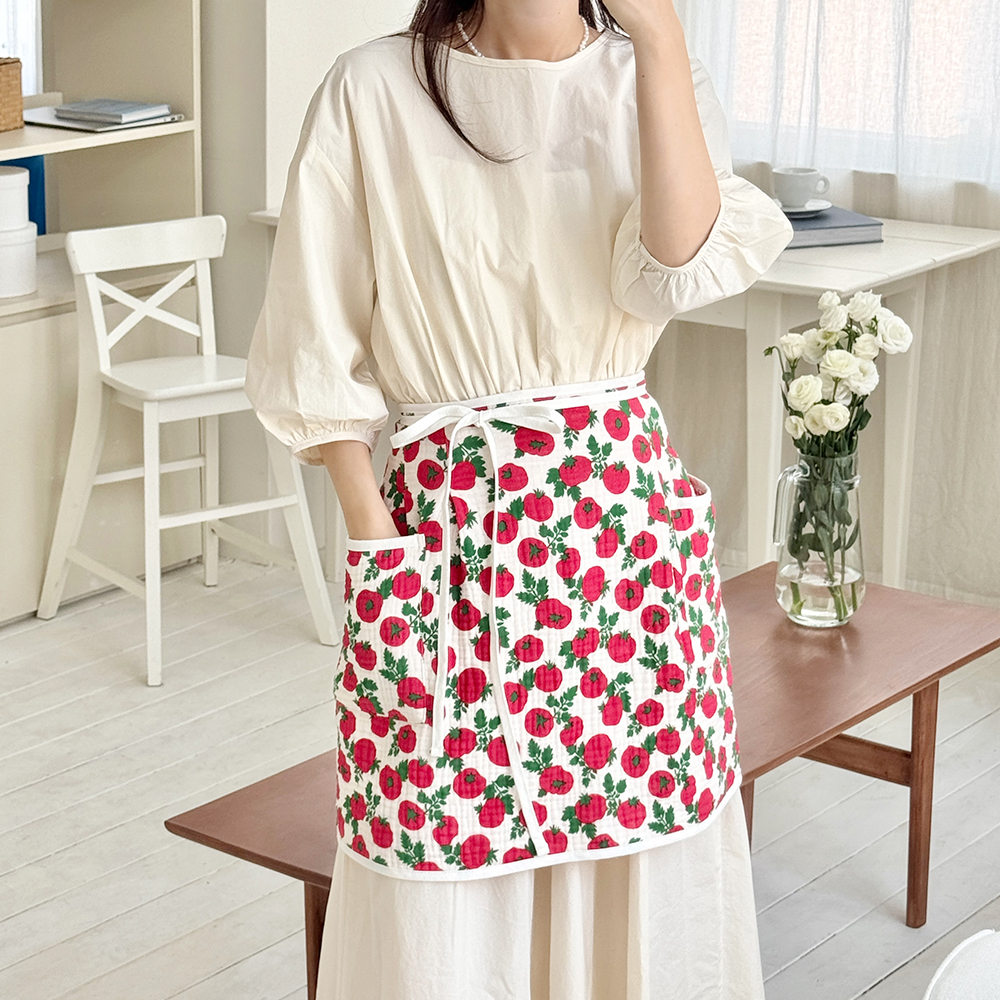 한스데이 토마토마 사중 요루 거즈 면 뽀송 허리 앞치마