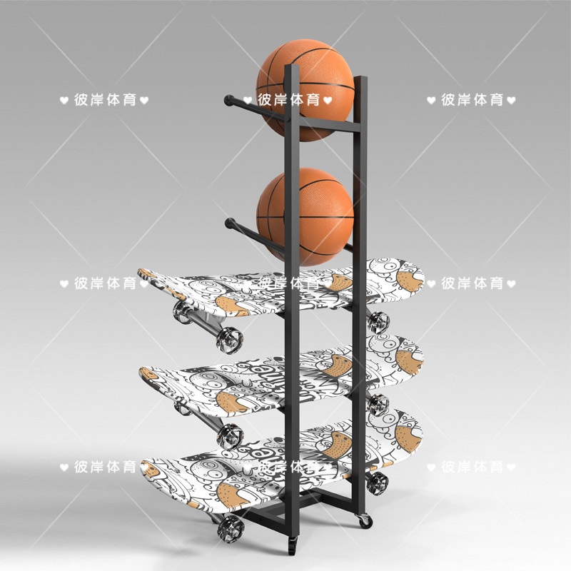 스케이트보드 진열대 서핑 걸이 선반 디스플레이 수납 검정 5단 23x25x87CM - 상세 이미지 3