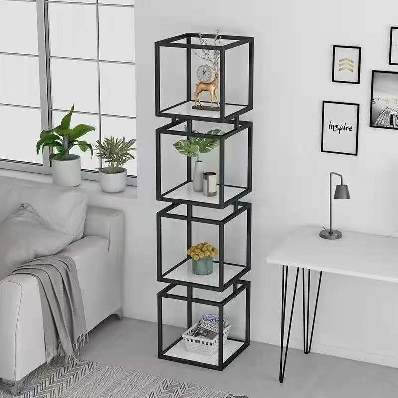 인테리어 장식장 북타워 큐브 틈새 책선반 책꽂이 철제 매트블랙 4단 30x30x160 - 상품 이미지