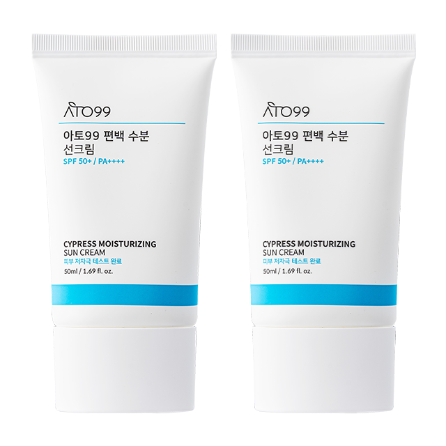 [넾다세일]아토99 편백 수분 선크림 SPF50 촉촉한 리프세이프 썬크림 50ml, 2개 - 상품 이미지