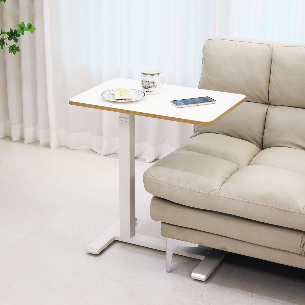 일루일루 오텐션 H01 유압식 높이조절 쇼파 테이블 이동식 침대 사이드 접이식 협탁