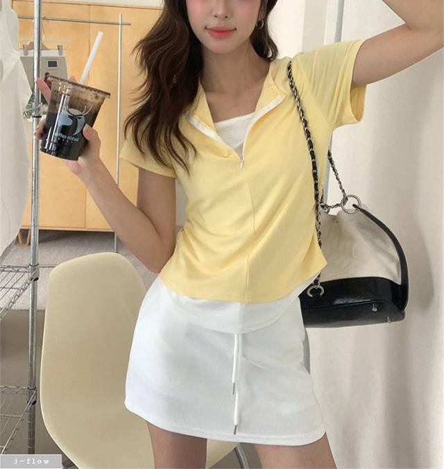 레이미 나시 레이어링 아노락 집업 반팔 티셔츠 4col 봄 여름 이중 투피스 제이플로우 이미지 6